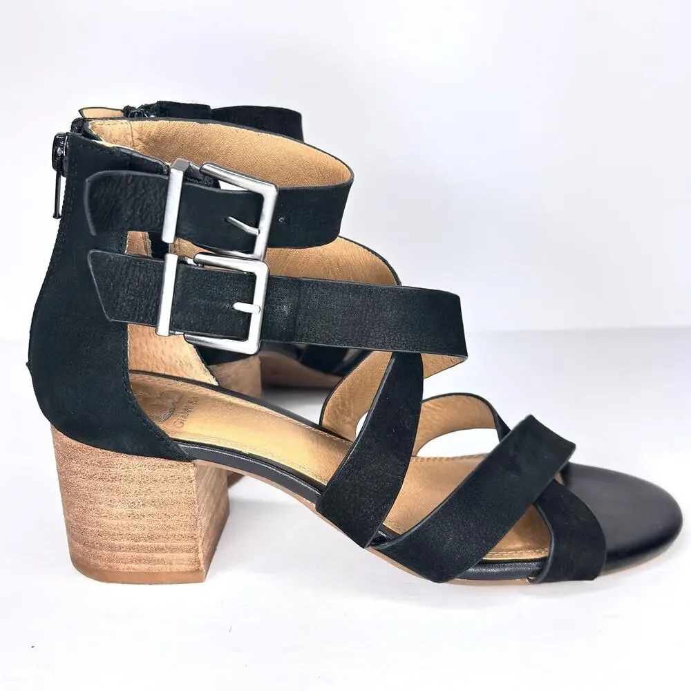 GIANNI BINI Size 6.5 US Suede Leather Strappy Block Heel Sandals